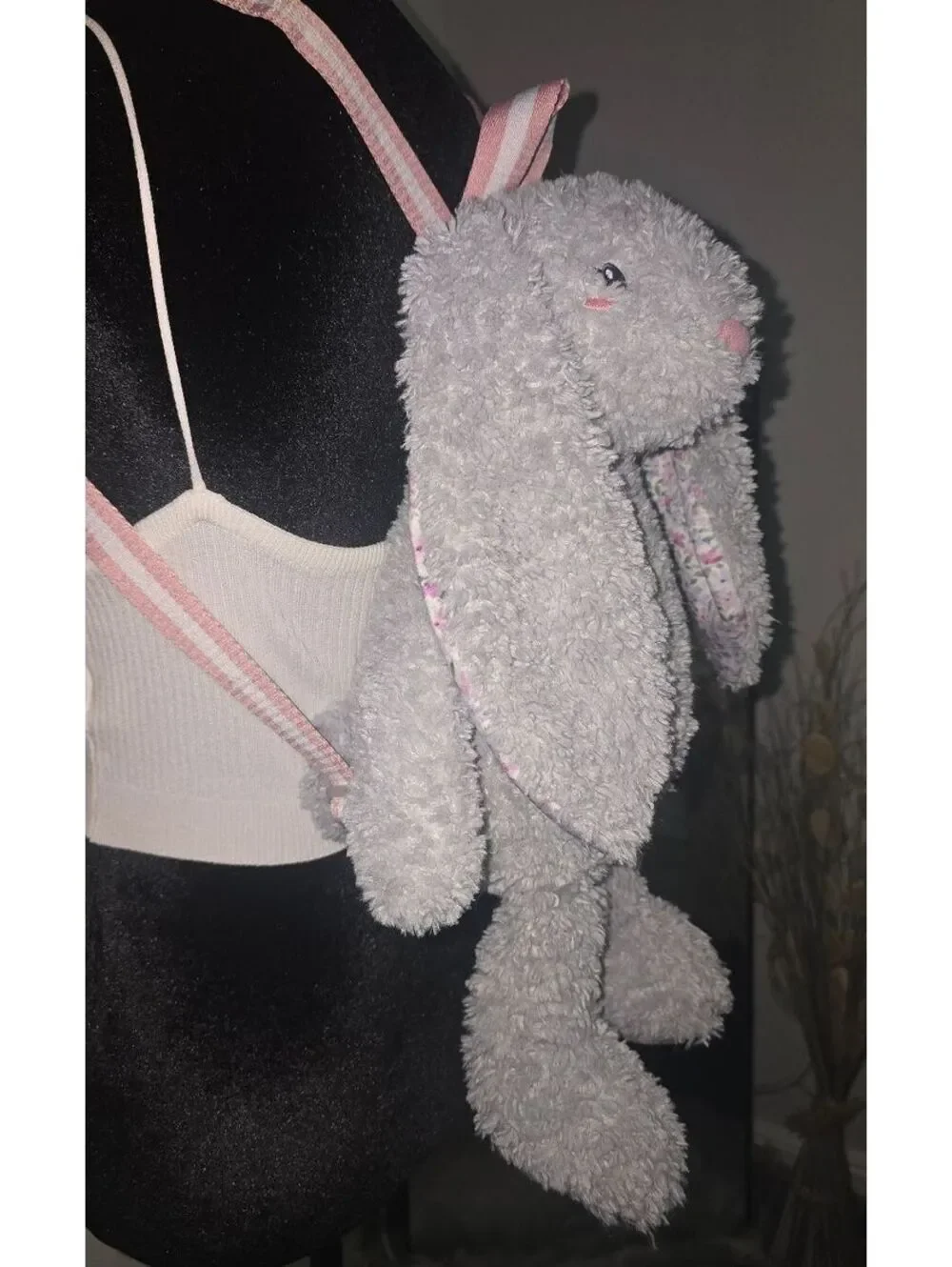 Carried Away Plush Bunny Backpack with Floral Lining